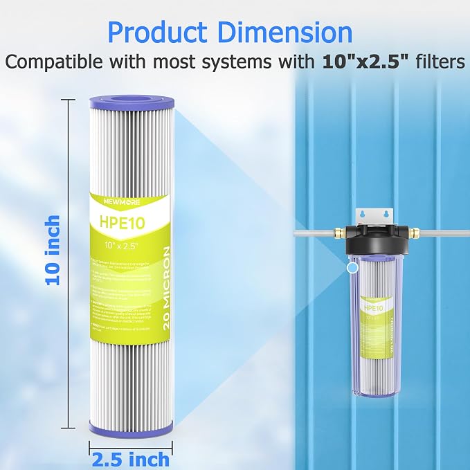 20 Micron Whole House Water Filter Cartridge, Pleated Sediment Filters - Image 4