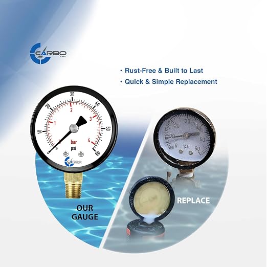 Water Pressure Gauge for Swimming Pool Filter, Gas – 60psi Plumbing Clean Filter - Image 4