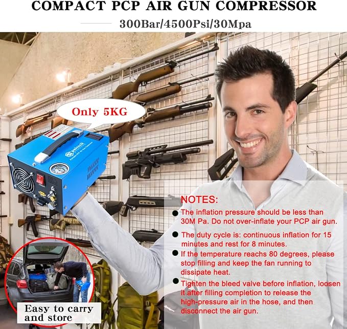 PCP Air Compressor, Portable 4500Psi/30Mpa, Water/Oil-Free, PCP Rifle/Pistol - Image 7
