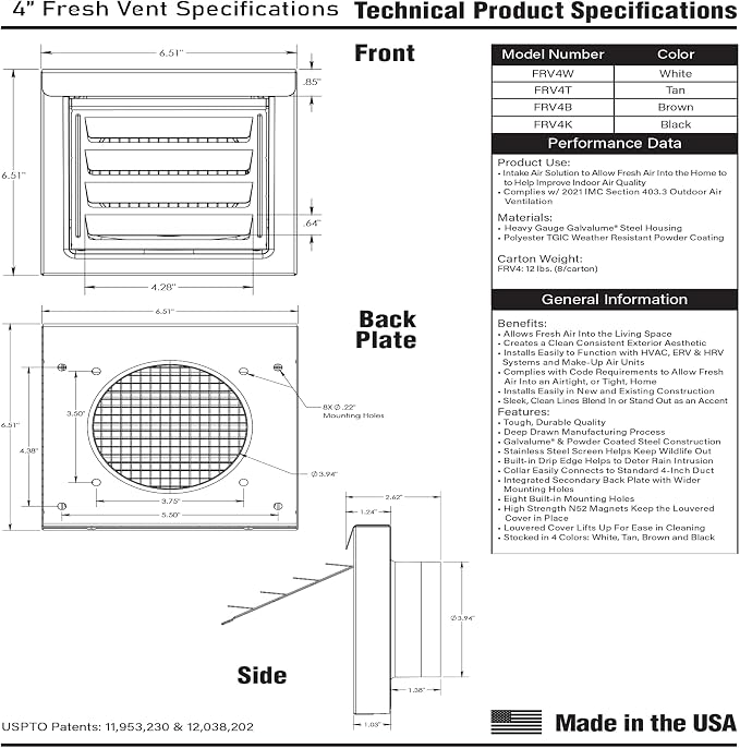 Fresh Vent Powder Coated Metal Fresh Air Intake Vent - Image 3