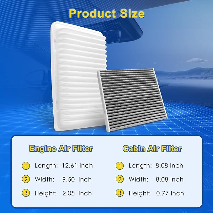 Cabin & Engine Air Filter Kit Fits L4-2.7L Tacoma 2005-2023 - Image 3