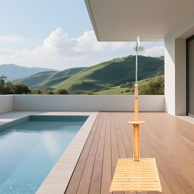 Outdoor Garden Pool Shower with Chassis Board for Outdoor Backyard Poolside Beach Pool Spa (Fir Wood)