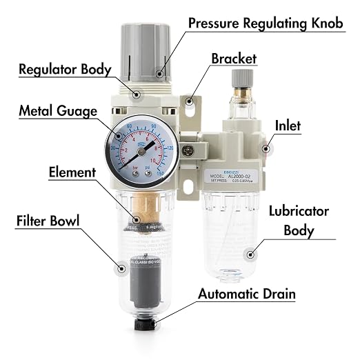 1/4" NPT Air Compressor Water Separator Regulator Filter Combo Compressed Air - Image 3