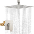 Airuida Shower Faucet Set and Handle Set Single Function Shower Trim Kit Ceiling Mount Rainfall Shower System with Male Threads and Rough-in Valve 12 Inch Square Shower Head Brushed Nickel