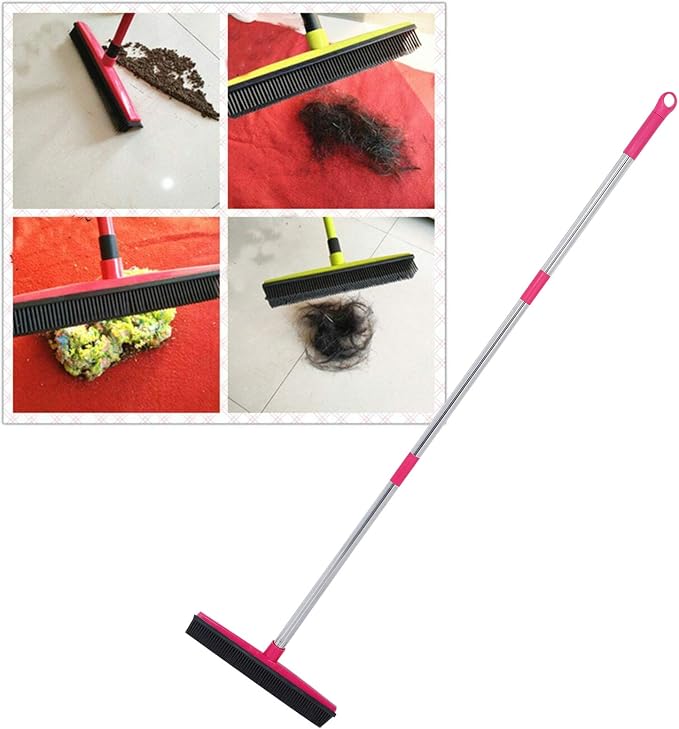 Multifunctional Broom, Telescopic Carpet Rake Rubber Pp 12.6in Brush Easy Wash - Image 4