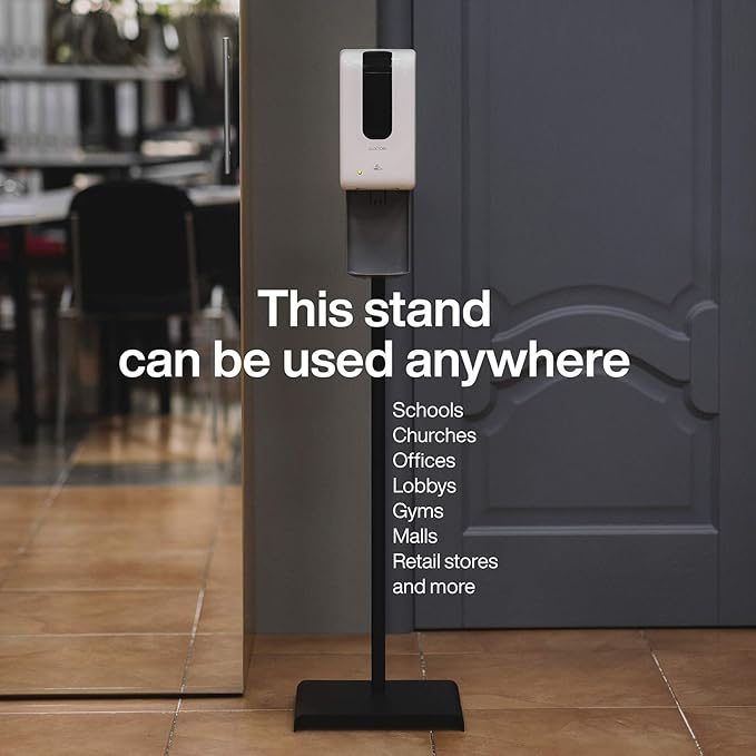 Luxton 2 Pack Automatic Hand Sanitizer Dispenser/Soap Dispenser - Sanitizing Station - Floor Stand, Drip Catcher - Touchless Auto Sensor, Refillable 1200ml Bottle - Portable White
