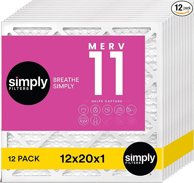 Simply 12x20x1 Air Filter, Merv 11, 12 Pack, by SimplyFilters