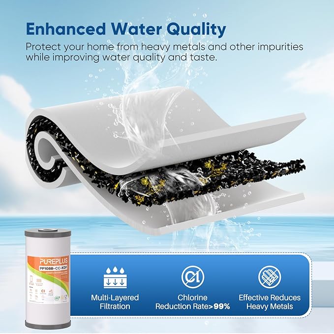 PUREPLUS 5 Micron 10" x 4.5" Whole House PP Sediment Carbon KDF Composite Heavy - Image 2
