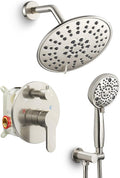 SR SUN RISE Shower Faucet - 8 Inch Multifunctional High Pressure Shower Head System with Handheld Shower Head Fixtures - Valve Included - Brushed Nickel