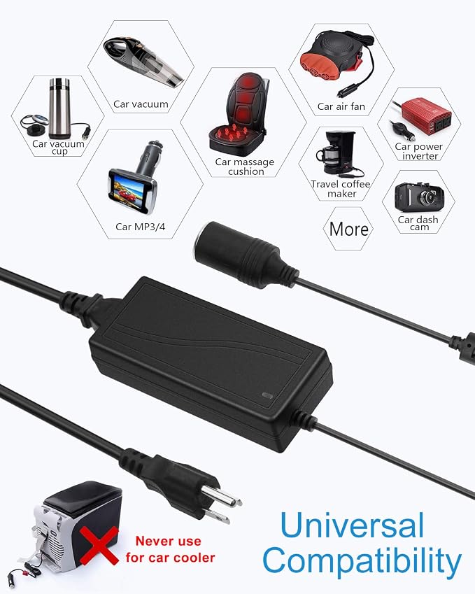 ALITOVE AC to DC Converter 12V 5A 60W 110V to 12V Converter Cigarette Lighter - Image 7