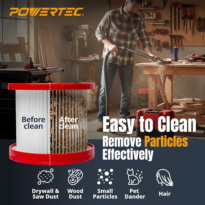 POWERTEC 49-90-1900 Wet Dry Vacuum Filter - Image 4