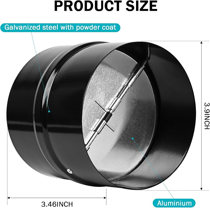 4 Inch Draft Blocker Backdraft Damper Duct Draft Stopper One-Way Airflow - Image 2