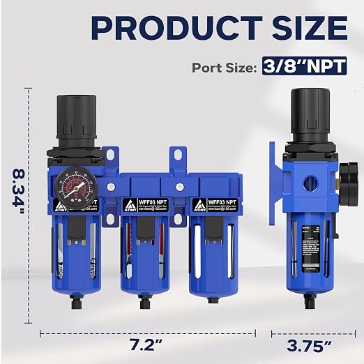 3/8 Inch NPT Three Stage Air Drying System, air Pressure Regulator - Image 2