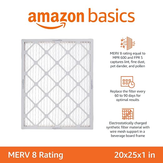 Amazon Basics 20x25x1 Air Filter 6-Pack, MERV 8 AC Furnace Filters, Removes Dust - Image 2