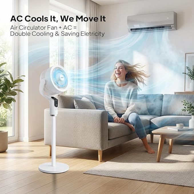 ROVSUN 3-in-1 Standing Fan, 90°+90°Omni-directional Oscillating Fan - Image 5