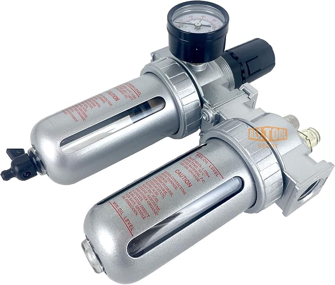 1/2" NPT Mid Flow Compressed Air In Line Filter Regulator Lubricator Oiler - Image 3