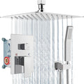 Aolemi Ceiling Mount Shower System Rain Shower Head with Handheld Spray High Pressure Shower Faucet Set Rough-in Valve Shower Trim Kit Included Bathroom Polish Chrome 10 Inch Ceiling Shower Head