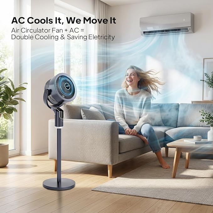 ROVSUN 3-in-1 Standing Fan, 90°+90°Omni-directional Oscillating Fan - Image 5