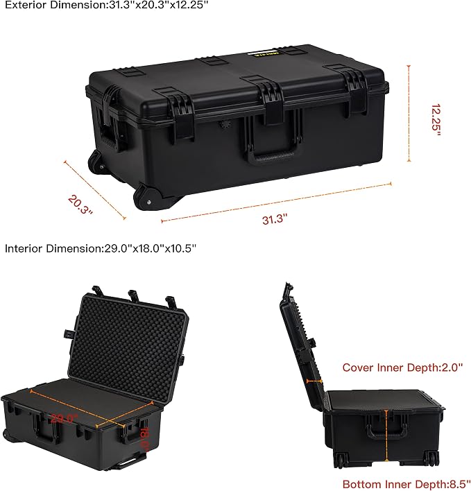 MEIJIA Portable All Weather Waterproof Camera Case, Customizable Fit Foam - Image 5