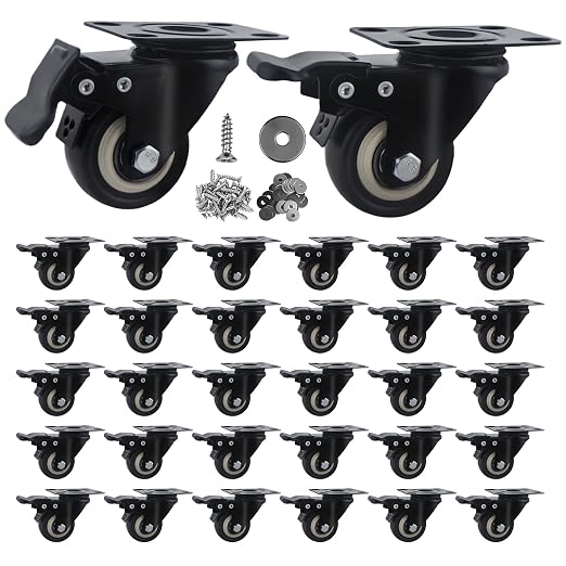 2 Inch Caster Wheels Set of 32 Heavy Duty Casters, by Htudcoue