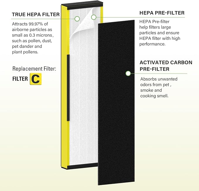 2 Pack FLT5000 True HEPA Replacement filter C - Image 2