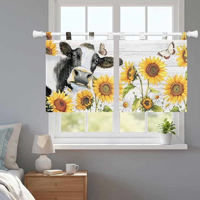 Retro Farmhouse Floral Kitchen Curtains 24 Inch Length, Small Window Curtains - Image 9