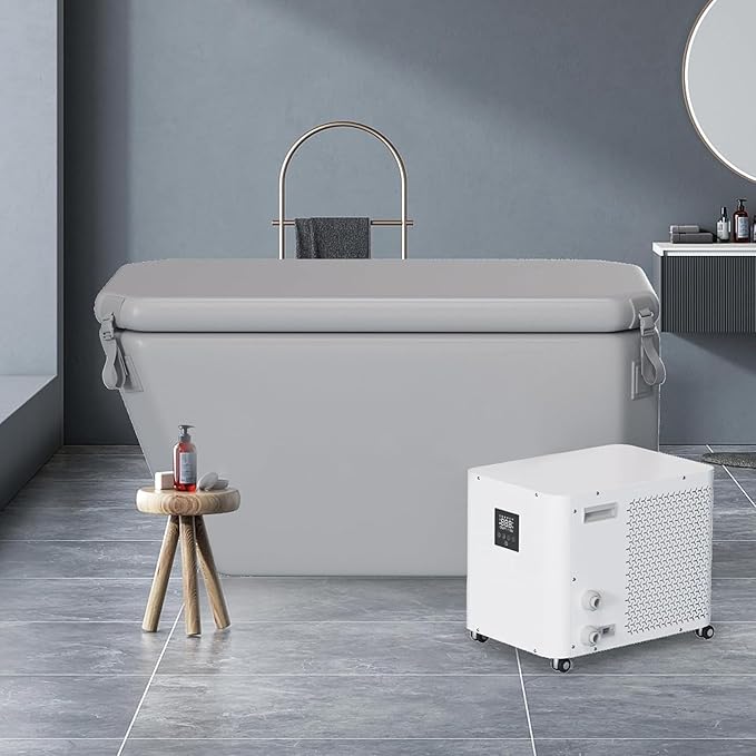 DEEPTIME Angled Portable Ice Bath Tub Cold Plunge (Gray) | For Athletes Fitness Recovery, Outdoor Cold Plunge, Chiller Compatible