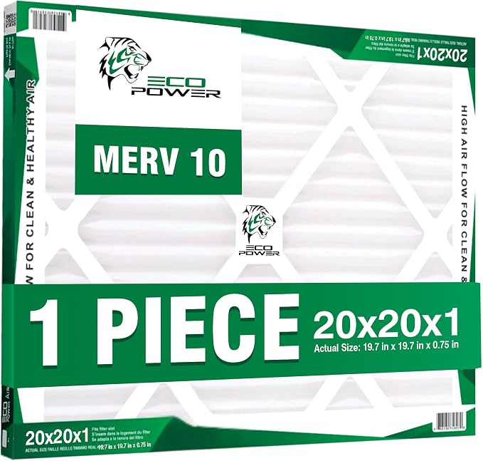 20x20x1 ECO POWER Air Filter MERV 10, Pleated HVAC AC Furnace Air Filters by Unknown