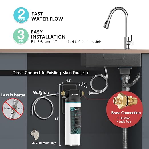 Frizzlife SW10 Under Sink Water Filter System, NSF/ANSI 53&42 Certified - Image 2