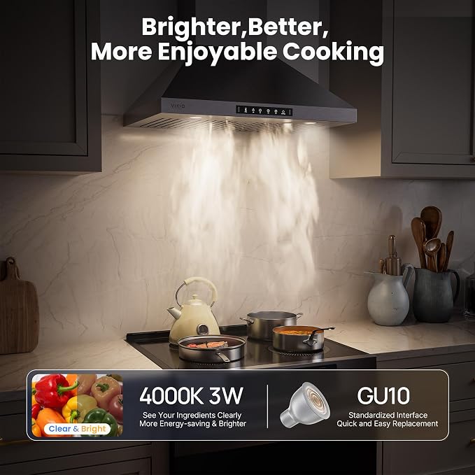 Wall Mount 30 Inch Range Hood 900 CFM, Ductless/Ducted Convertible Kitchen Hood - Image 6