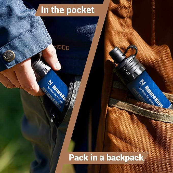 Mini Water Filter NatureNova Portable Emergency Water Filtration System Hiking - Image 5