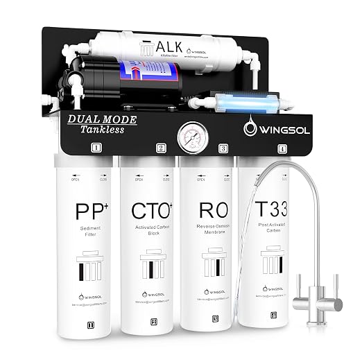 WINGSOL Dual Outlet Reverse Osmosis Water Filter, Mineral Alkaline UV 0 TDS by WINGSOL
