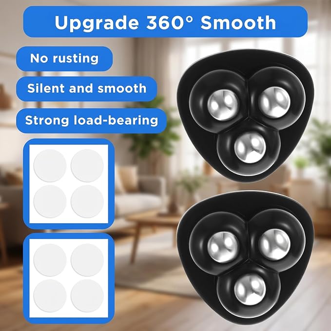 8Pcs Self Adhesive Caster Wheels 360° Rotation Small Appliance Rollers - Image 4