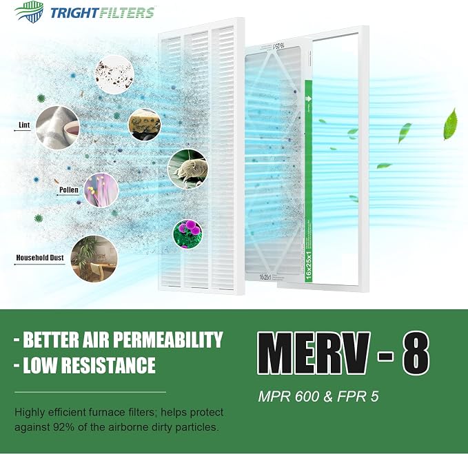 16x25x1 Air Filter 4 Pack, MERV 8 Pleated Dust Defense Air Filters Replacement - Image 5