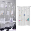 Zenna Home Waterproof Shower Curtain Liner with 9 Storage Pockets, 70 x 72 Inch, PEVA Shower Liner for Bathroom Storage, Shower Curtain Organizer with Rustproof Grommets, Clear