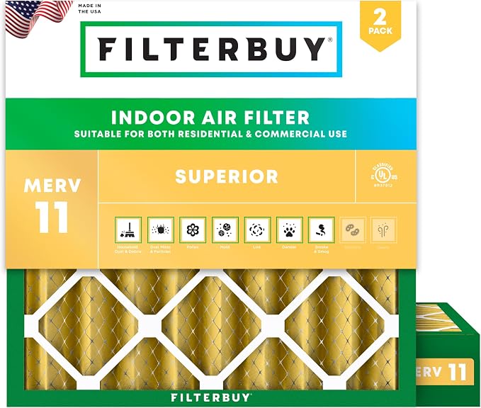 Filterbuy 25x25x4 Air Filter MERV 11 Superior Pet & Allergy Defense, by Filterbuy