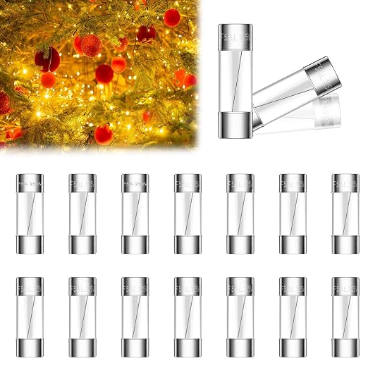 Tnisesm 20 Pcs Christmas Light fuses 5A 3.6x10mm 125V Fast Blow Glass Fuses by Tnisesm