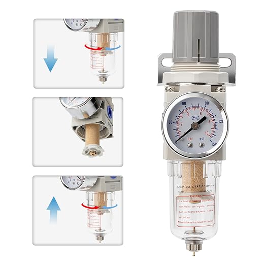 Pneumatic Air Compressor Filter Regulator Combo 1/4" NPT 150 PSI w/Adjustable - Image 6