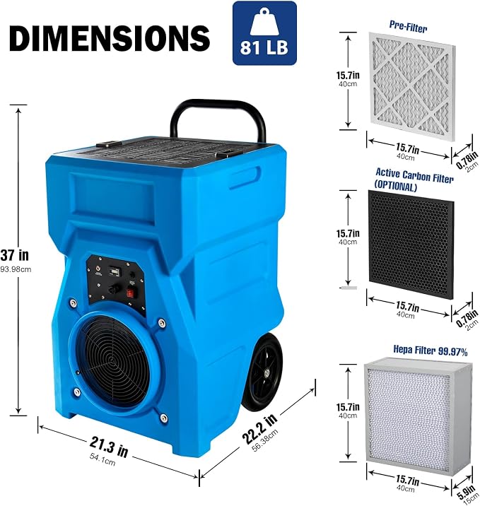 MOUNTO 1000cfm Portable Industrial Air Purifier Negative Air Scrubber - Image 8