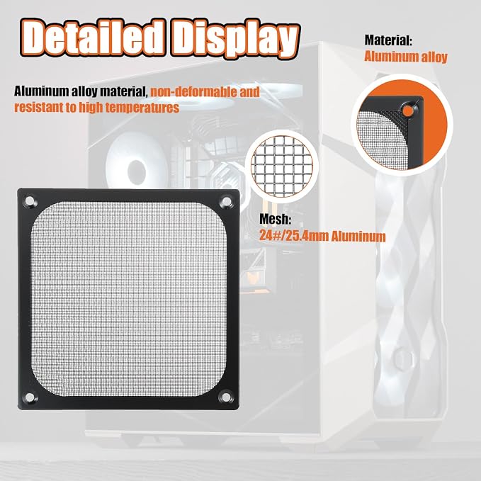 2Pack 120 x 120mm Computer Fan Filter Grills Dust Mesh Magnetic Frame PC Case - Image 3