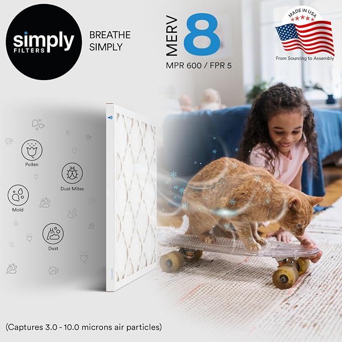 Simply 17x22x1 Air Filter, Merv 8, 6 Pack, - Image 2