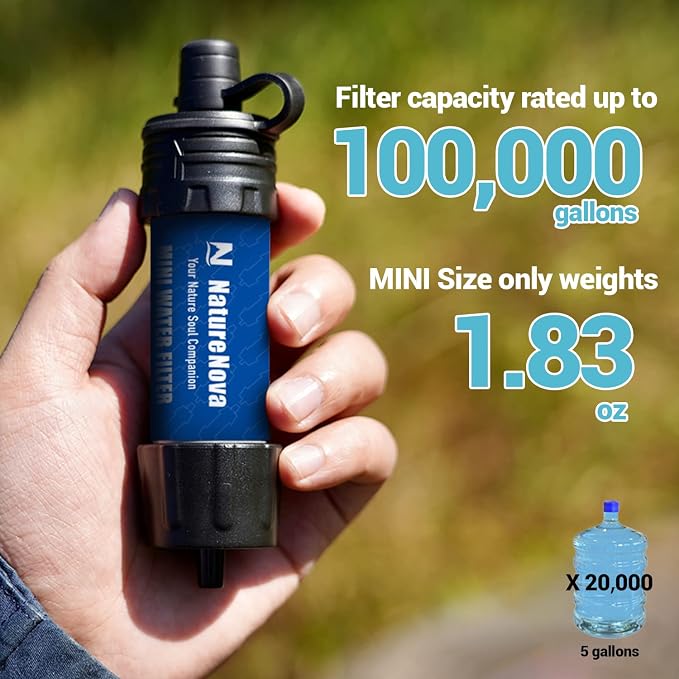 Mini Water Filter NatureNova Portable Emergency Water Filtration System Hiking - Image 4