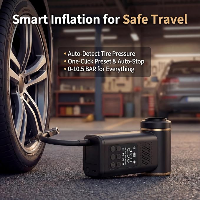 5-in-1 Portable Tire Inflator and Car Vacuum Cordless, 150PSI Smart Air - Image 5