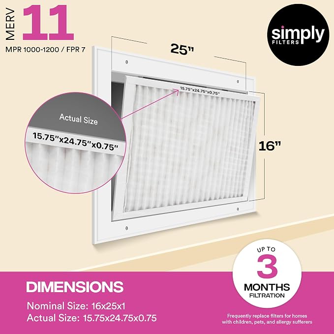 Simply 16x25x1 Air Filter, Merv 11, 12 Pack, - Image 3