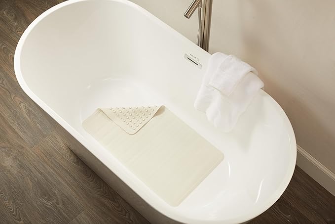 Rubbermaid Commercial Products Safti-Grip Bath Mat, Large, White, Suction-Backed, for Commercial/Residential Use for Home/Hotel/Shower/Bathtub
