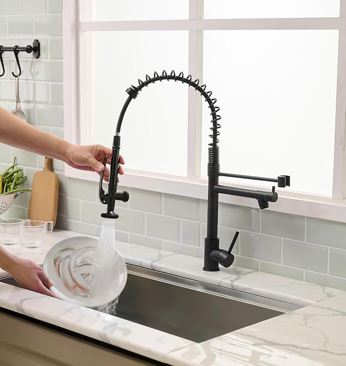 Fapully Black Kitchen Faucet, Commercial Pull Down Kitchen Sink Faucet - Image 4