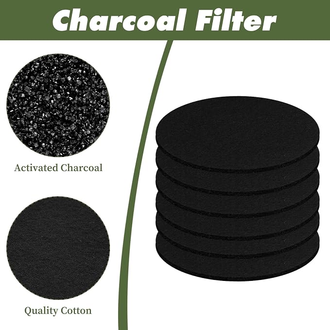6 Pack Charcoal Filters for Compost Bucket, 7.25 inch Round Activated Carbon - Image 5