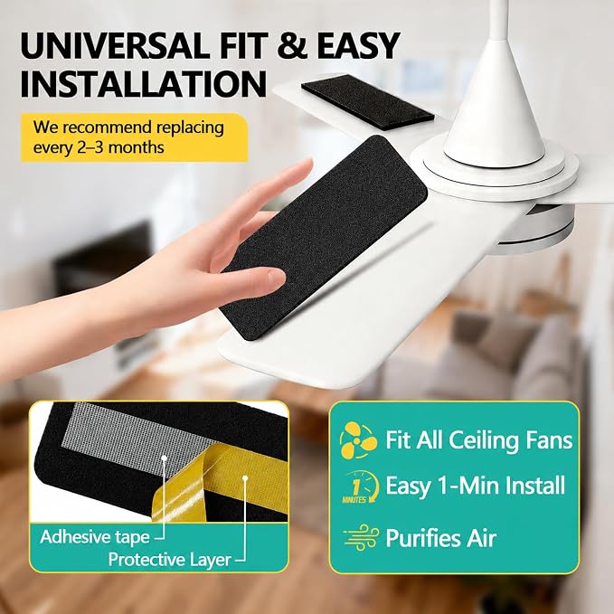 5 Pack Ceiling Fan Filters for Blades, Fan Air Purifier Pads - Image 4