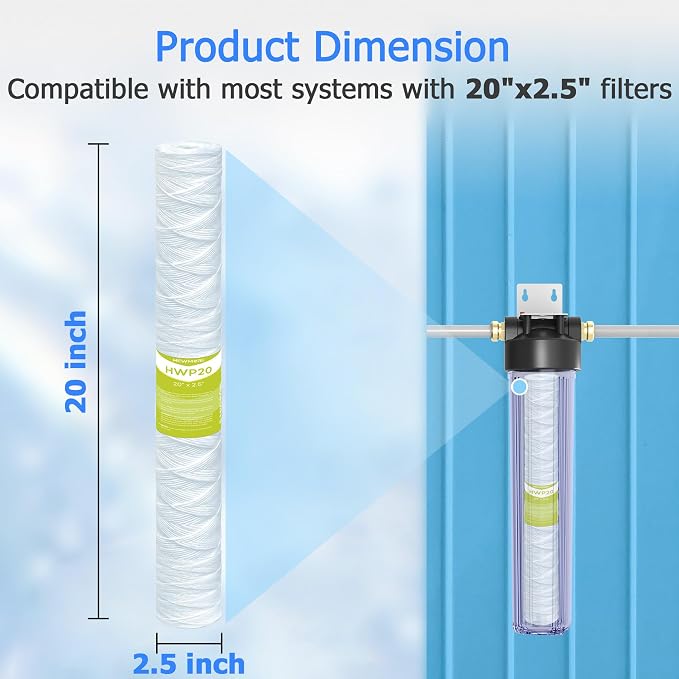 5 Micron Whole House Water Filter Cartridge, String Wound Sediment Filters - Image 4