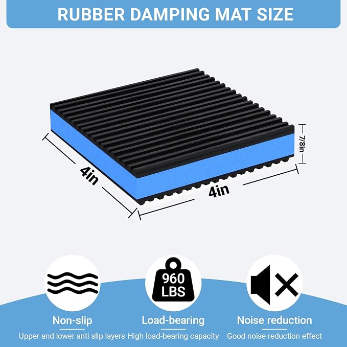 Heavy Duty Anti Vibration Pads, Washing Machine, AC Unit, Non-Slip Ribbed - Image 3